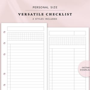 Printable Checklist Insert ,personal Size, to Do List Template, Task ...
