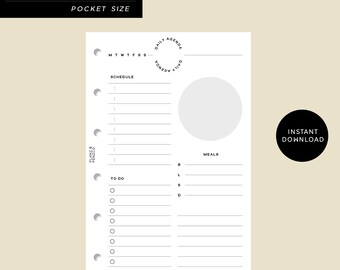 Undated Daily No.2 Pocket Planner Insert | Daily on 1 page (DO1P) | Daily Schedule | Daily Printable | POCKET printable | Digital Insert