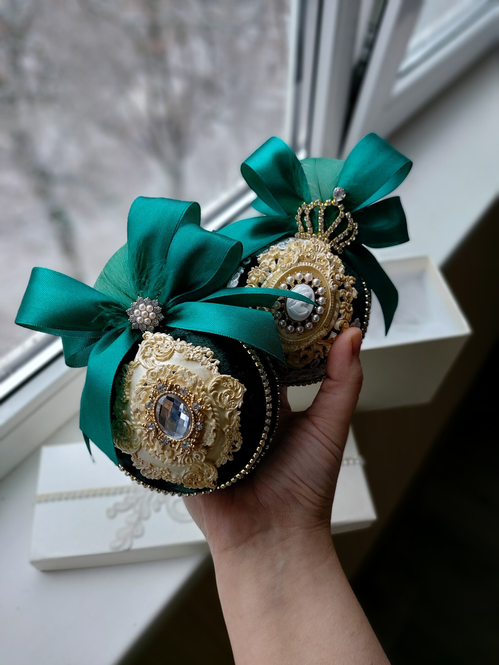 Emerald Green Christmas Ornaments Set of 3 Christmas Ball Etsy