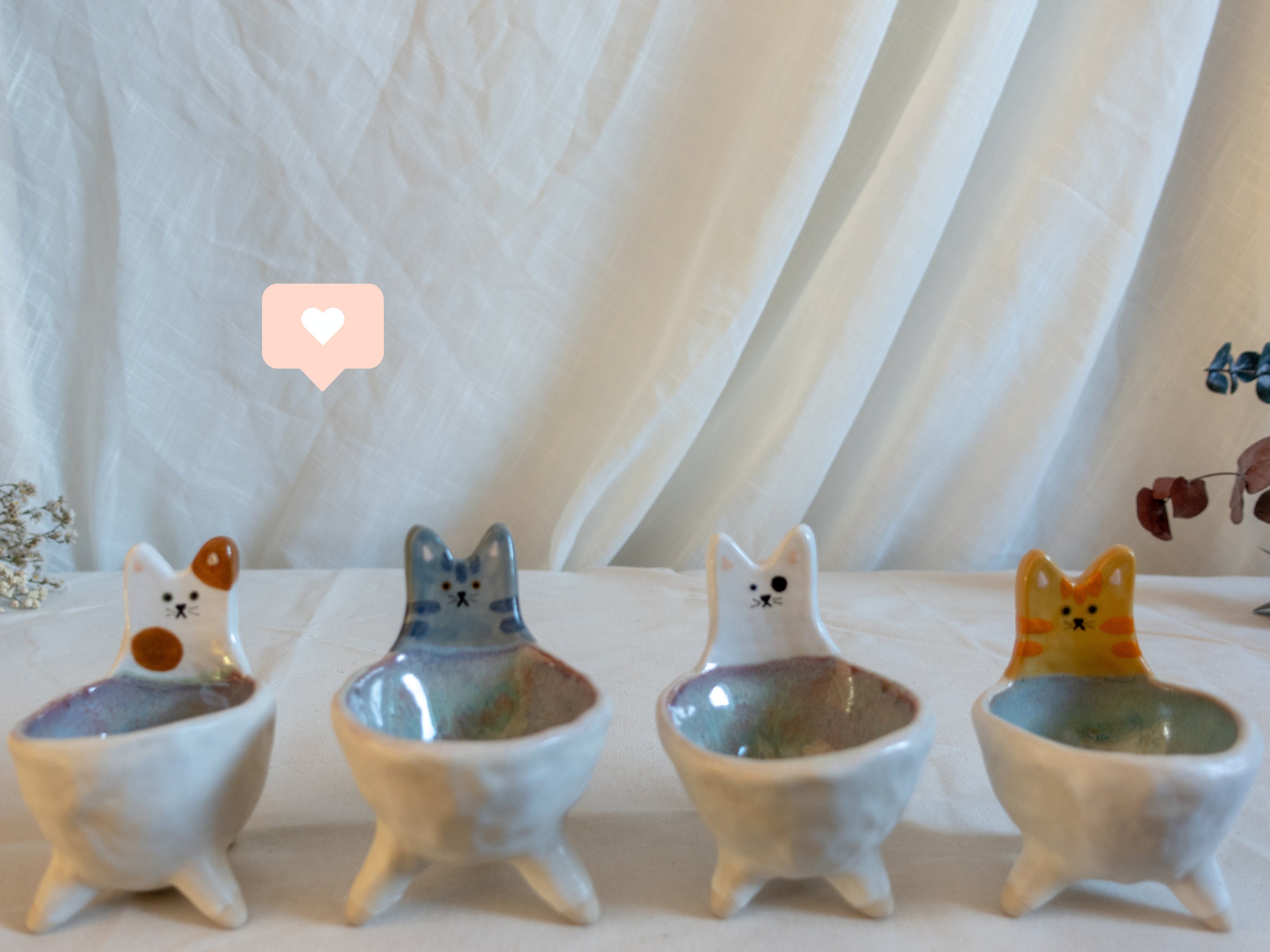 Cute Cat Extra Small Bowls - Plat de Babiole Chat en Céramique Vide-Poche