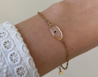 Armband „Sternenkind“ mit echtem Vergissmeinnicht Samen, Andenken, Fehlgeburt, Gold