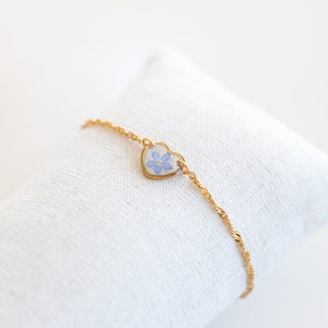 Forget-me-not bracelet “Pia Heart”, gold, stainless steel, gift, wedding gift