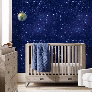 Night Sky Repositionable Wallpaper, Peel & Stick Fabric Wallpaper