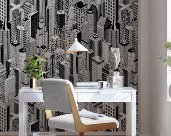 Architektonisches Muster neu positionierbare abnehmbare Tapete, Peel and Stick StoffTapete, zeitgenössisches Design Tapete, PVC frei #347