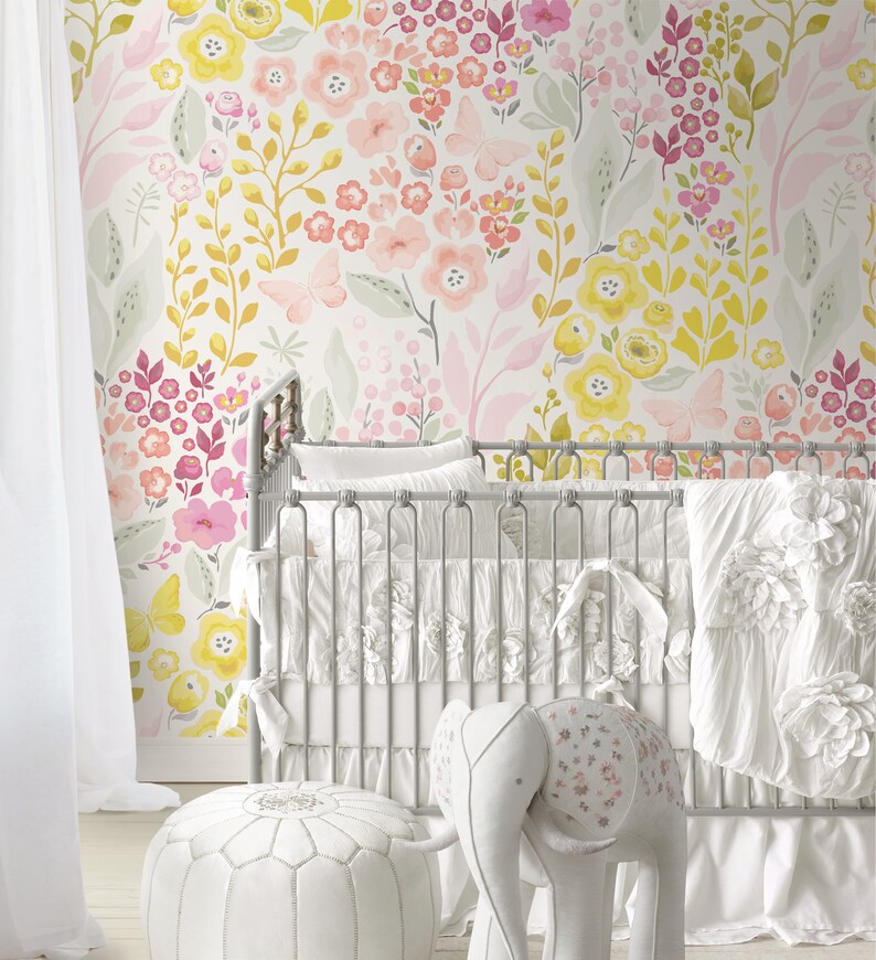 Floral Repositionable Wallpaper Peel & Stick Wallpaper Self Etsy Canada