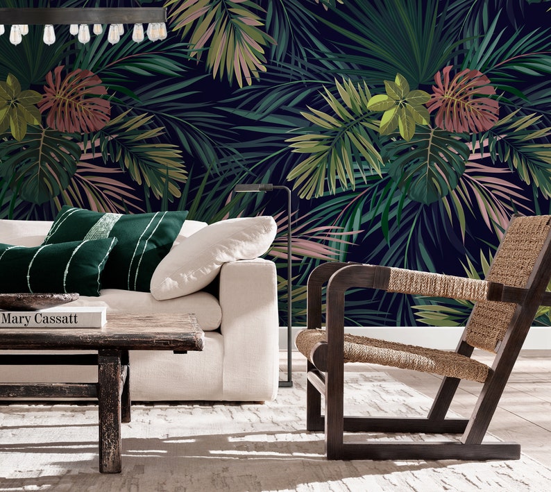 Tropical Print Repositionable Removable Wallpaper Peel & Etsy