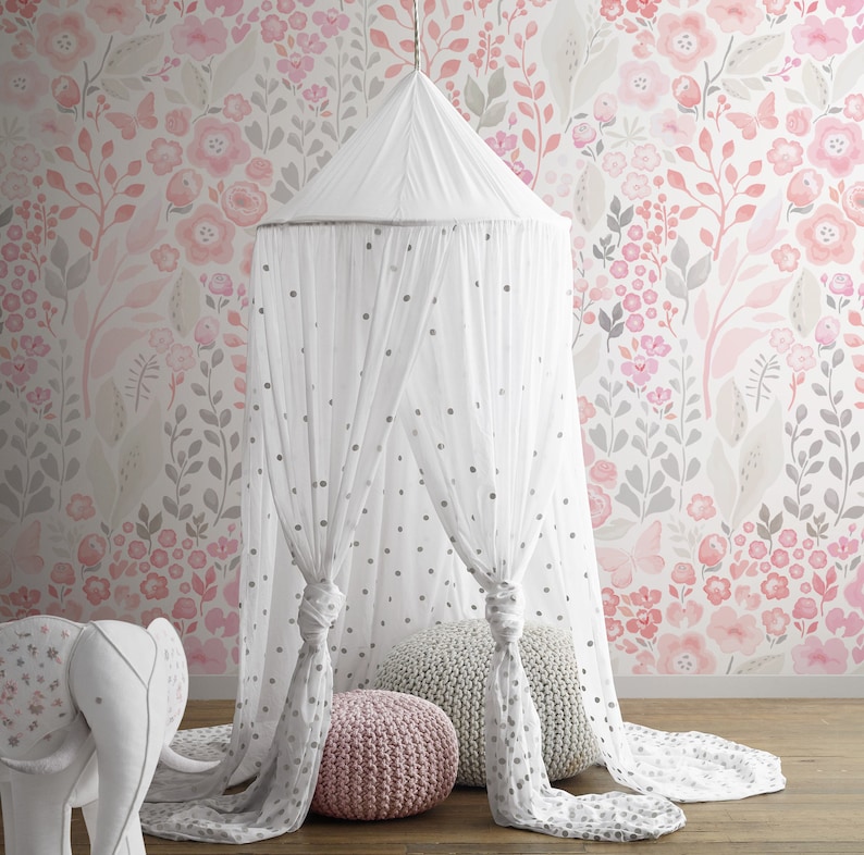 Floral Repositionable Wallpaper Peel & Stick Wallpaper Self Etsy Canada