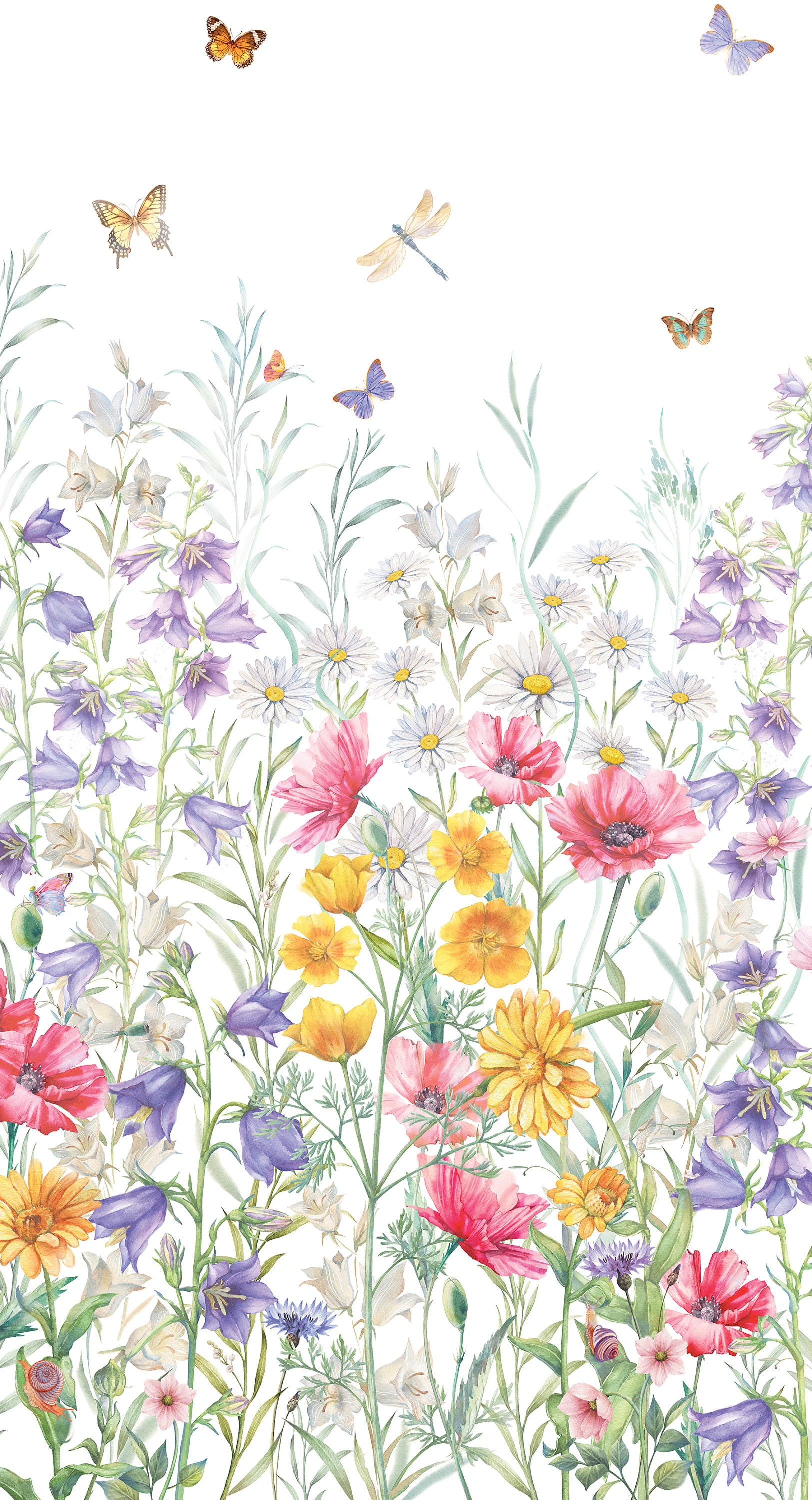 Watercolor Floral Repositionable Mural Wallpaper Peel & Stick | Etsy