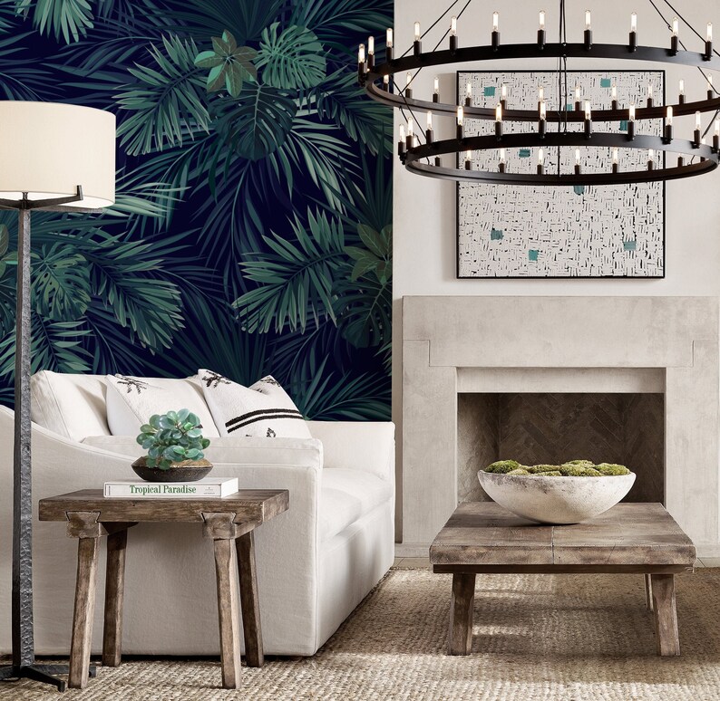 Tropical Print Repositionable Removable Wallpaper Peel & Etsy