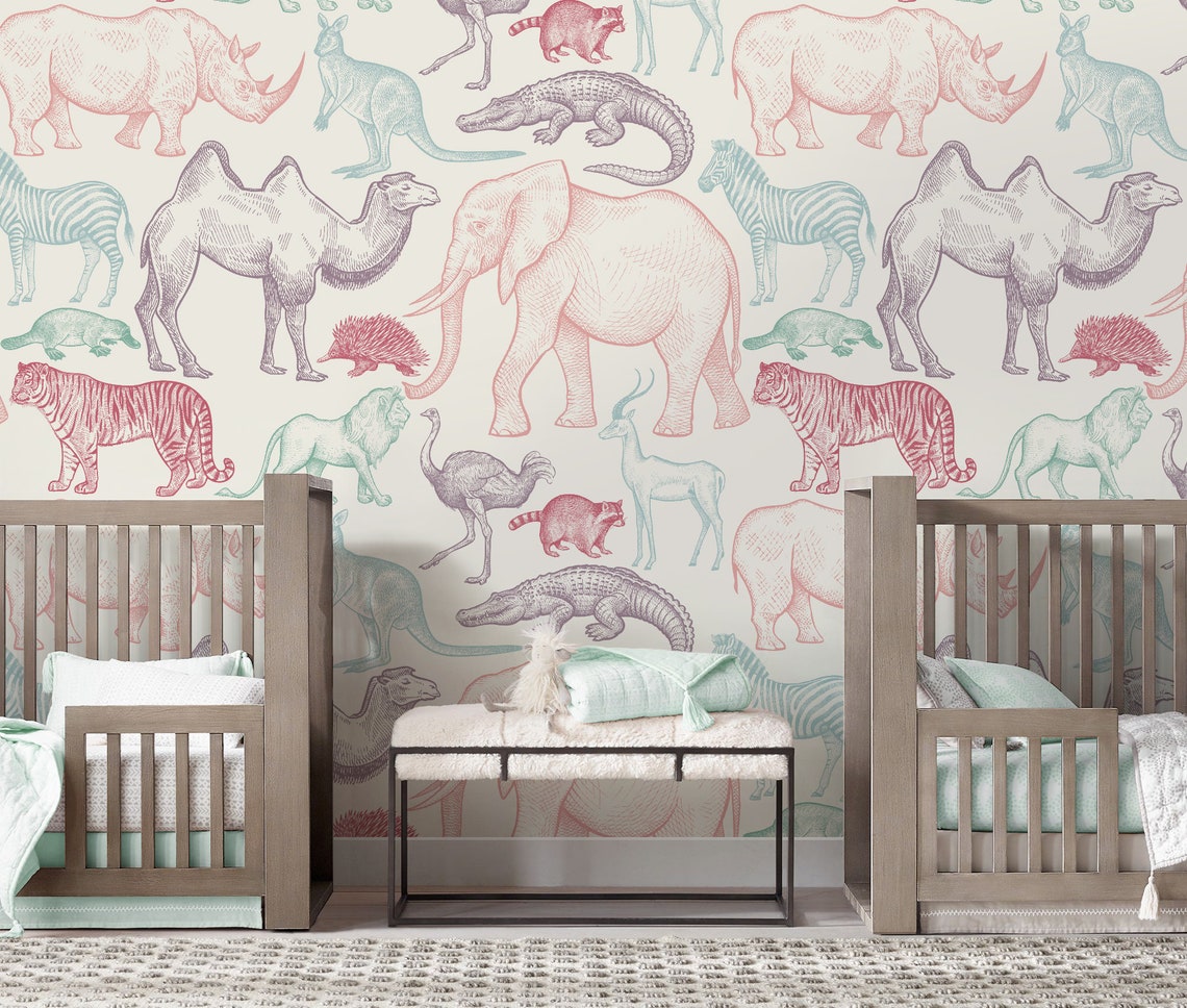 Safari Repositionable Wallpaper Peel & Stick Wallpaper Self - Etsy