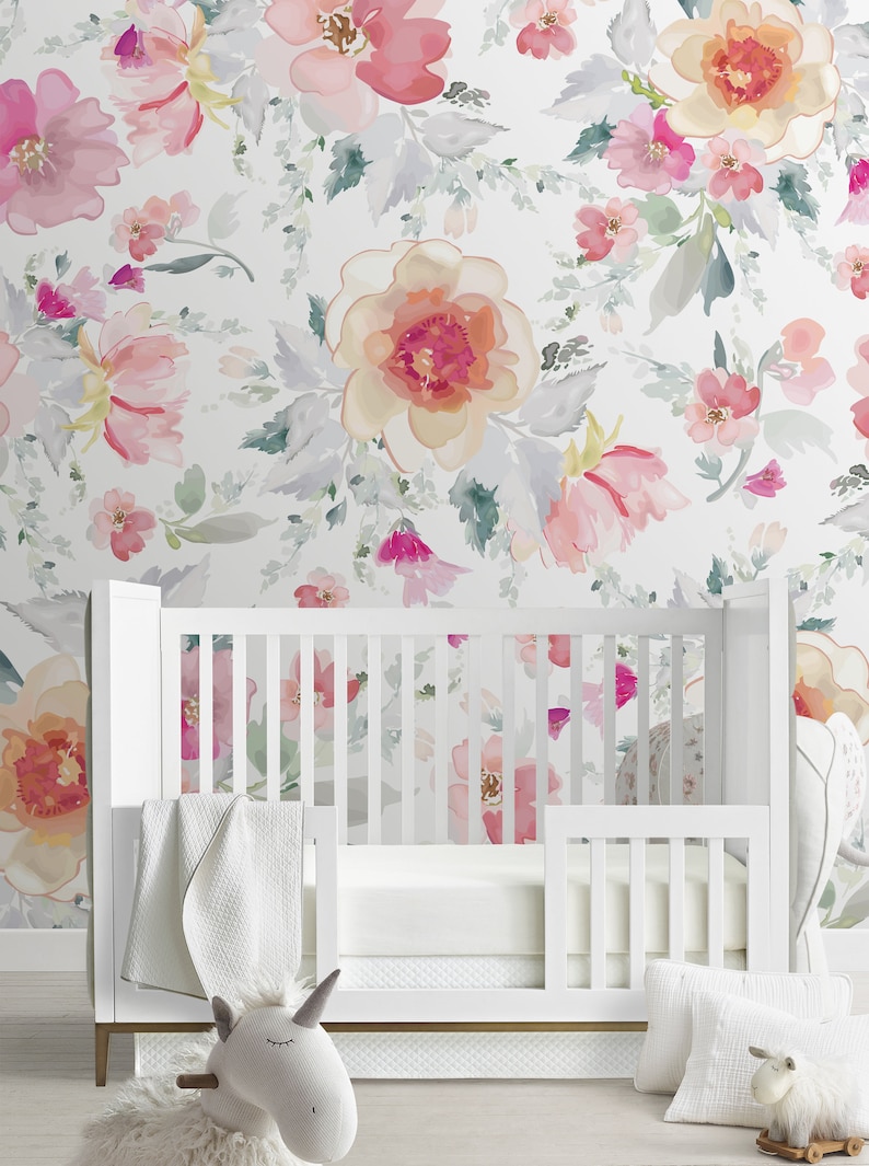 Floral Peel & Stick Fabric Wallpaper Repositionable Etsy