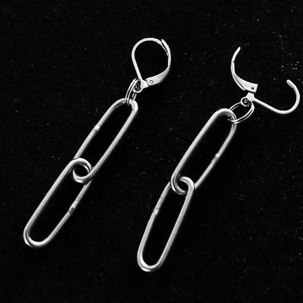 Ohrringe Chain Link Earrings Punk Rock Kettenglieder Ohrring Gothic Alternative Style Rocker Stainless Steel Grunge nonbinary