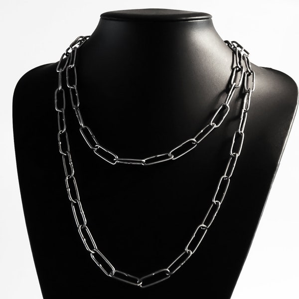 Collier ras du cou en acier inoxydable, acier inoxydable, chaîne, chaîne à maillons, chaîne ras du cou, alternative, rocker, chaîne de superposition, chaîne à maillons