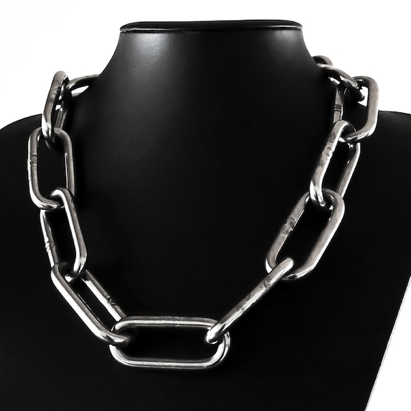 Collier Choker Chain Collar Raver Statement O Ring Unisex Queer, Punk, Goth, Grunge, Alternative, Industriel, chaîne de motard extrême