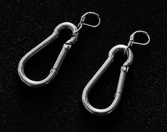 Ohrringe Chain Link Earrings Punk Rock Chunky Ohrring Gothic Alternative Style Rocker Stainless Steel Grunge nonbinary Creepy Karabiner