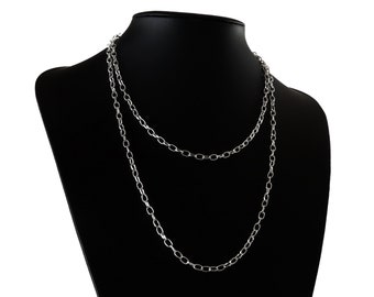 Link chain link necklace oval silver chain basic layering chain silver coarse chain paperclip layering chain