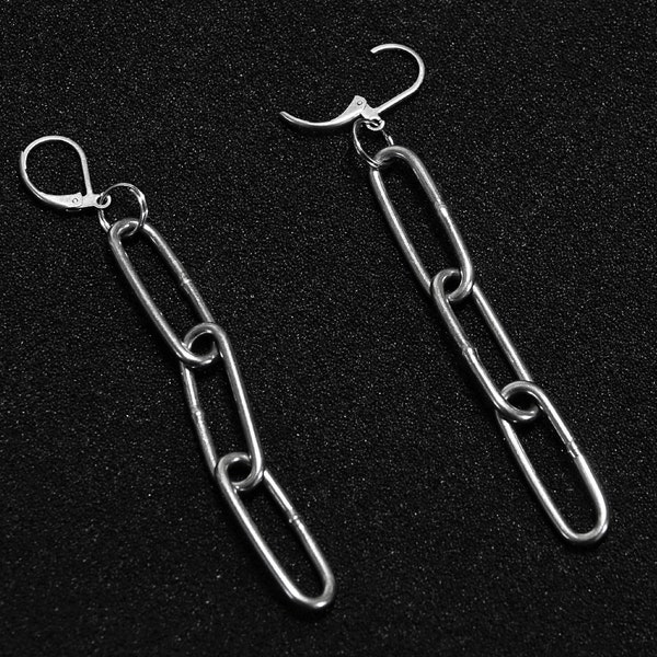 Kettenglieder Ohrringe Link Earrings Punk Rock Kettenglieder Ohrring Gothic Alternative Style Rocker Ketten Ohrringe