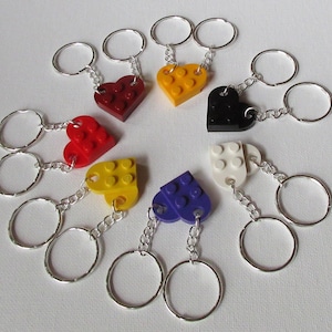 LOVE  Heart Friendship keychain key ring key chain- -many colors hearts - made out leggo parts- only 3.69 shipping
