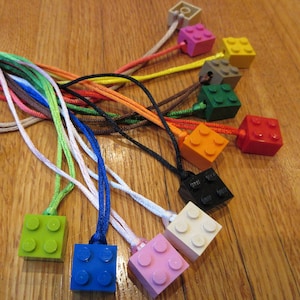 25 NECKLACES made from LEGO  out of 2 x 2 bricks great birthday party favors - gift bag - teacher reward - many colors - kids love them