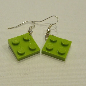 single pair of brick plate earrings made from lego In Many Colors unique nerdy - free shipping in U.S.A. great party favor-gifts
