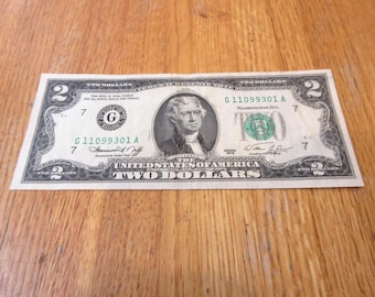 1976 Two Dollar Bill, Series G11099301A, Collector Currency