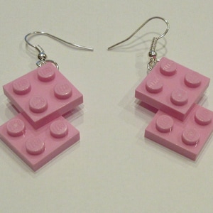 A pair of two block earrings made from lego in many colors you pick, unique nerdy the kid just love them great party favor gifts