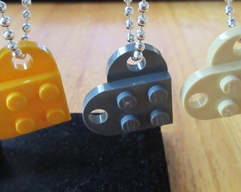 Many Color Brick hearts necklace made with Lego- pick 1 or 2  ball chains-give one to a friend, boyfriend, s other- free shipping in U.S.A.