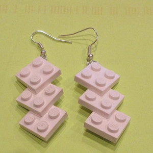 A pair of three block earrings made from lego in many colors you pick, unique nerdy the kid just love them great party favor gifts
