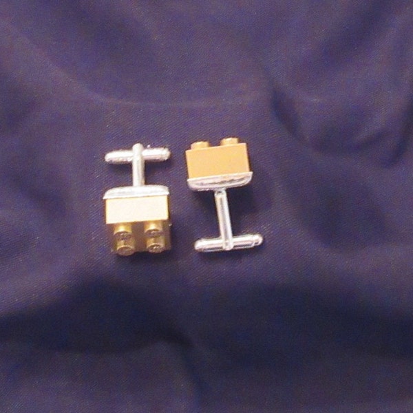 Gold custom cufflink made from lego great for that wonderful man in your life come in great gift box classic unique nerdy free shipping usa