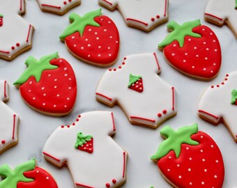 Berry Sweet Baby Shower Cookies (Strawberry Theme)