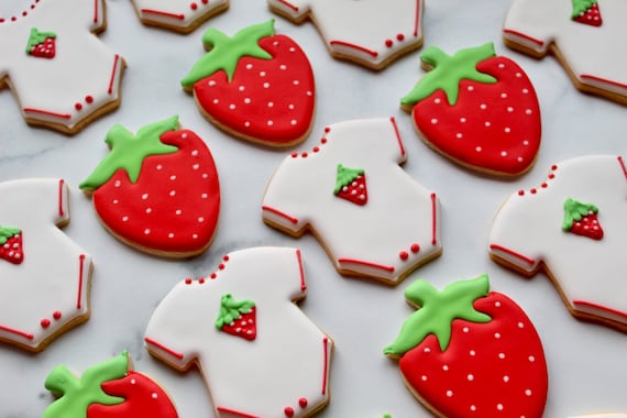 Berry Sweet Baby Shower Cookies (Strawberry Theme)