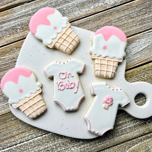 Ice Cream theme baby shower sugar cookies