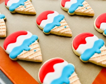4th of July Ice Cream Cone Sugar Cookies (summer ice cream cone cookies)