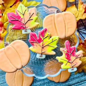 Fall Dozen Sugar Cookies (Leaves and Pumpkins)
