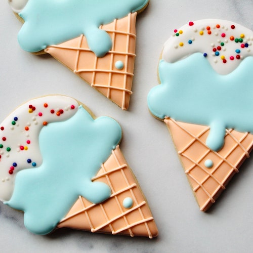 Ice Cream Theme Birthday Sugar Cookies Etsy