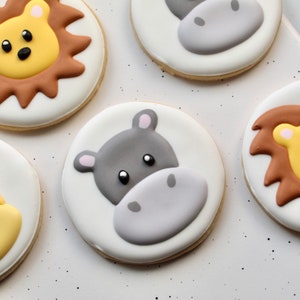 Safari/Zoo Animal Sugar Cookies (lion, hippo, giraffe) 1 dozen