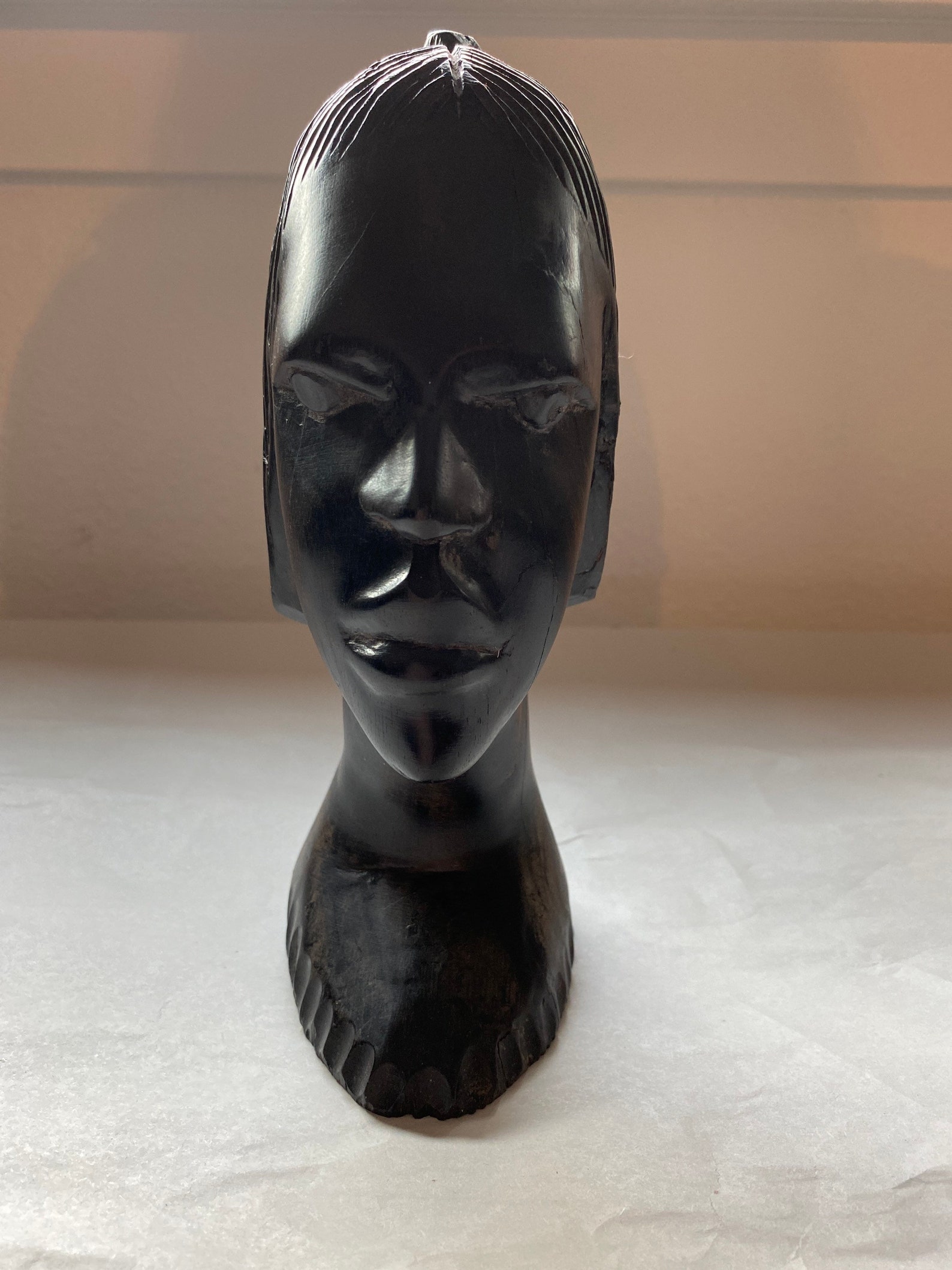 Vintage Hand Carved Wooden African Woman Head Sculpture Etsy