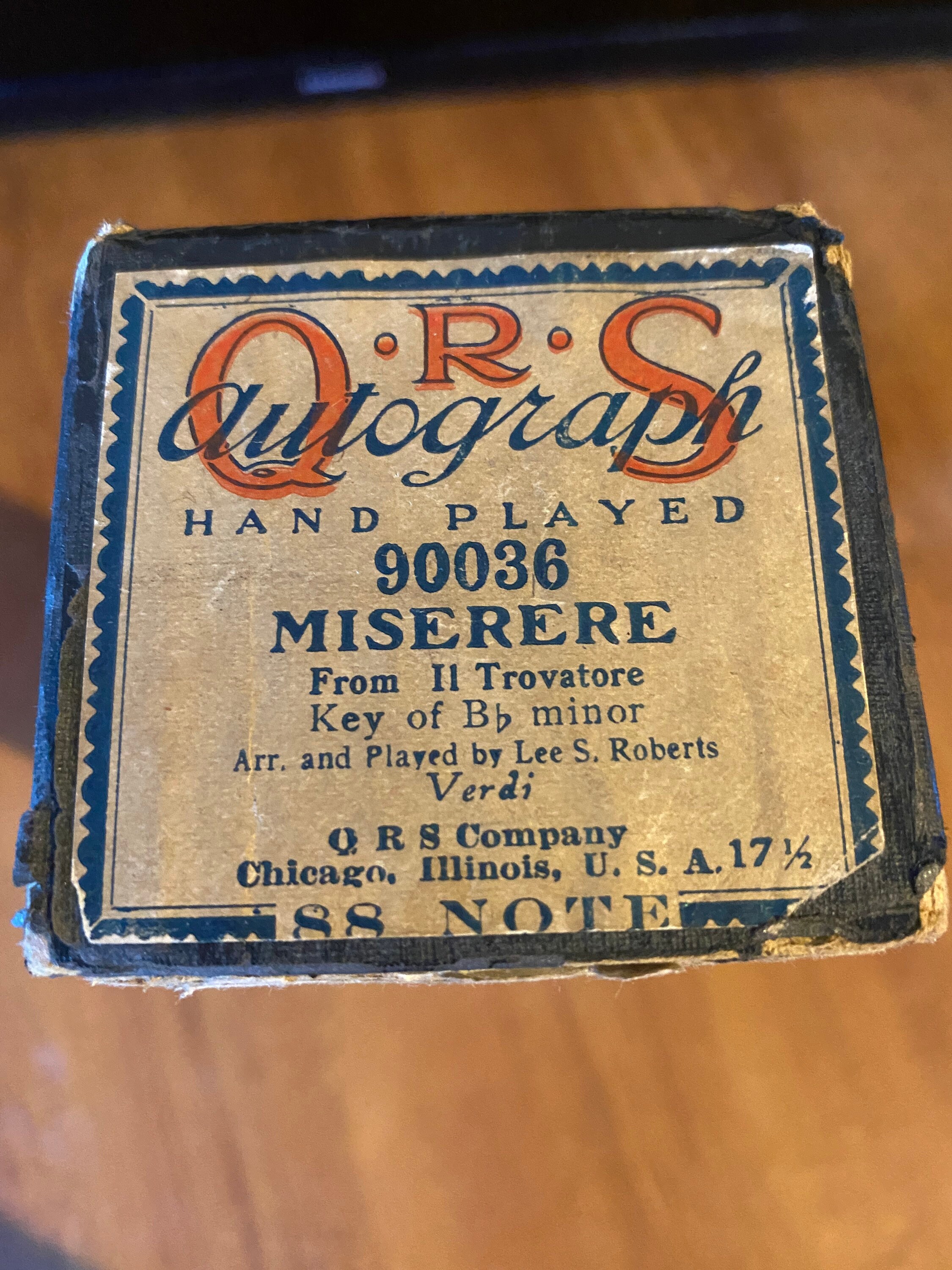 Vintage QRS Player Piano Roll 90036 Miserere | Etsy
