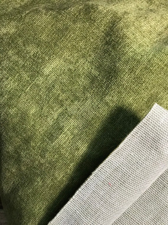 Moss Green 100 Cotton Velvet Upholstery Fabric Etsy