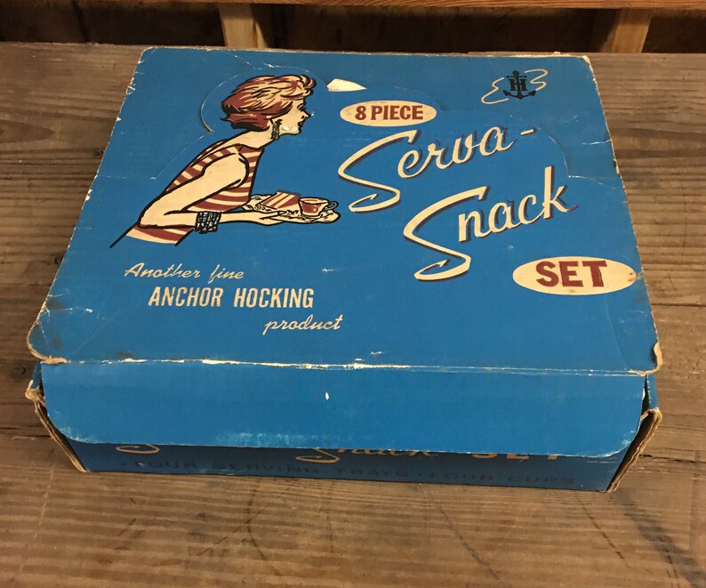 Vintage Anchor Hocking Glass ServaSnack 8 pc Set in Original Etsy