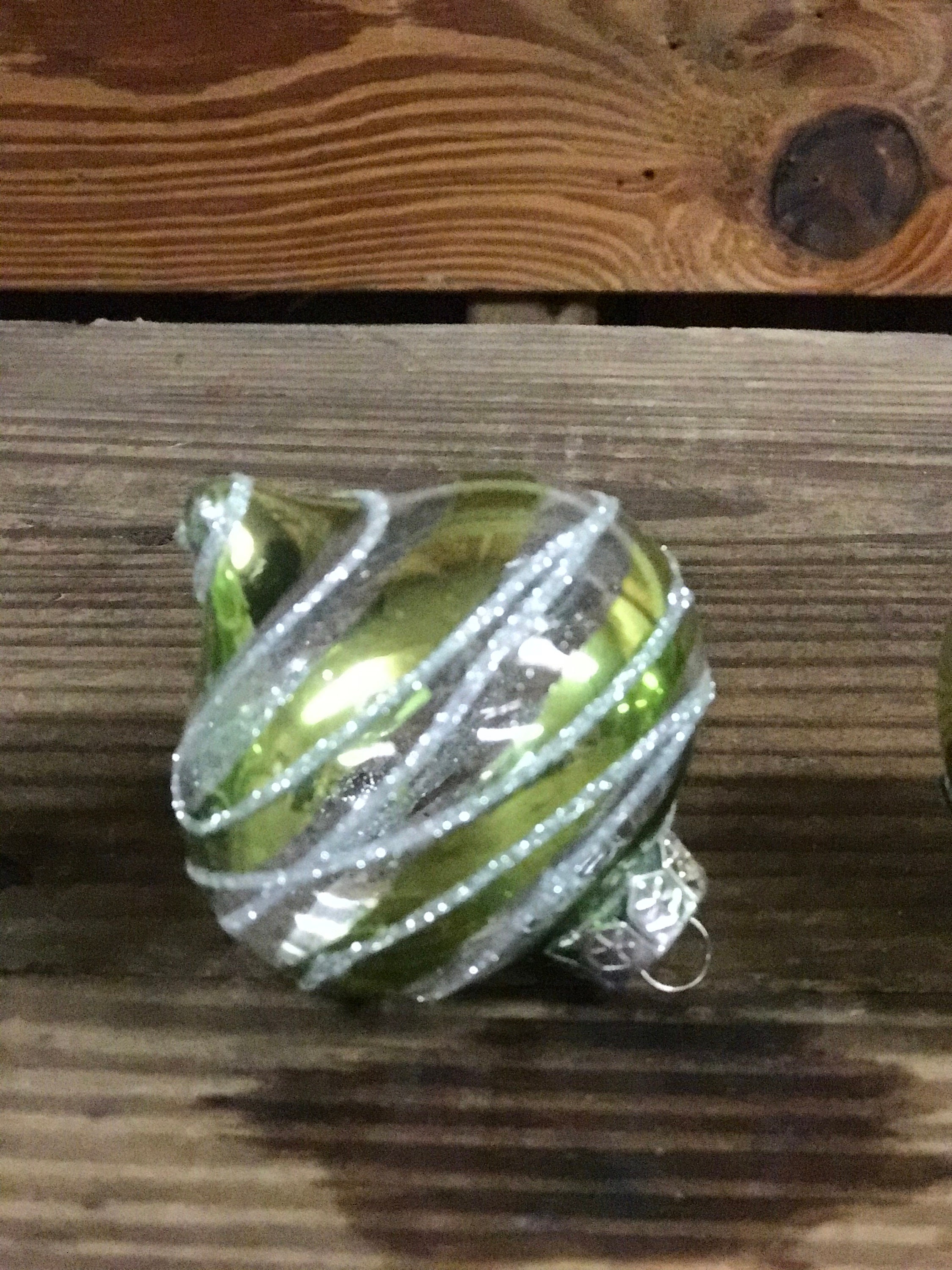 Set of Three Green and White Glass Ornaments Vintage Etsy