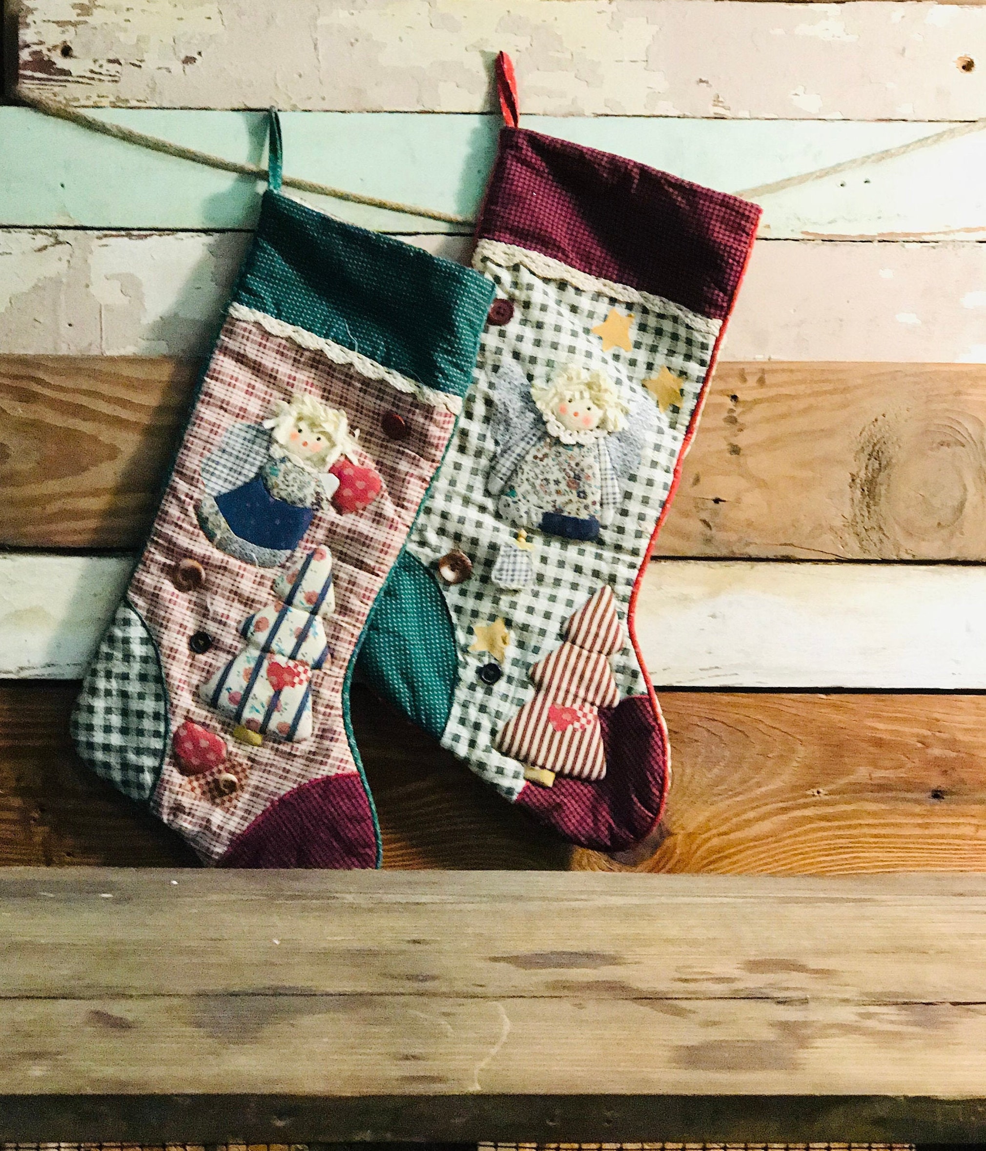 Vintage Quilted Christmas Stockings 