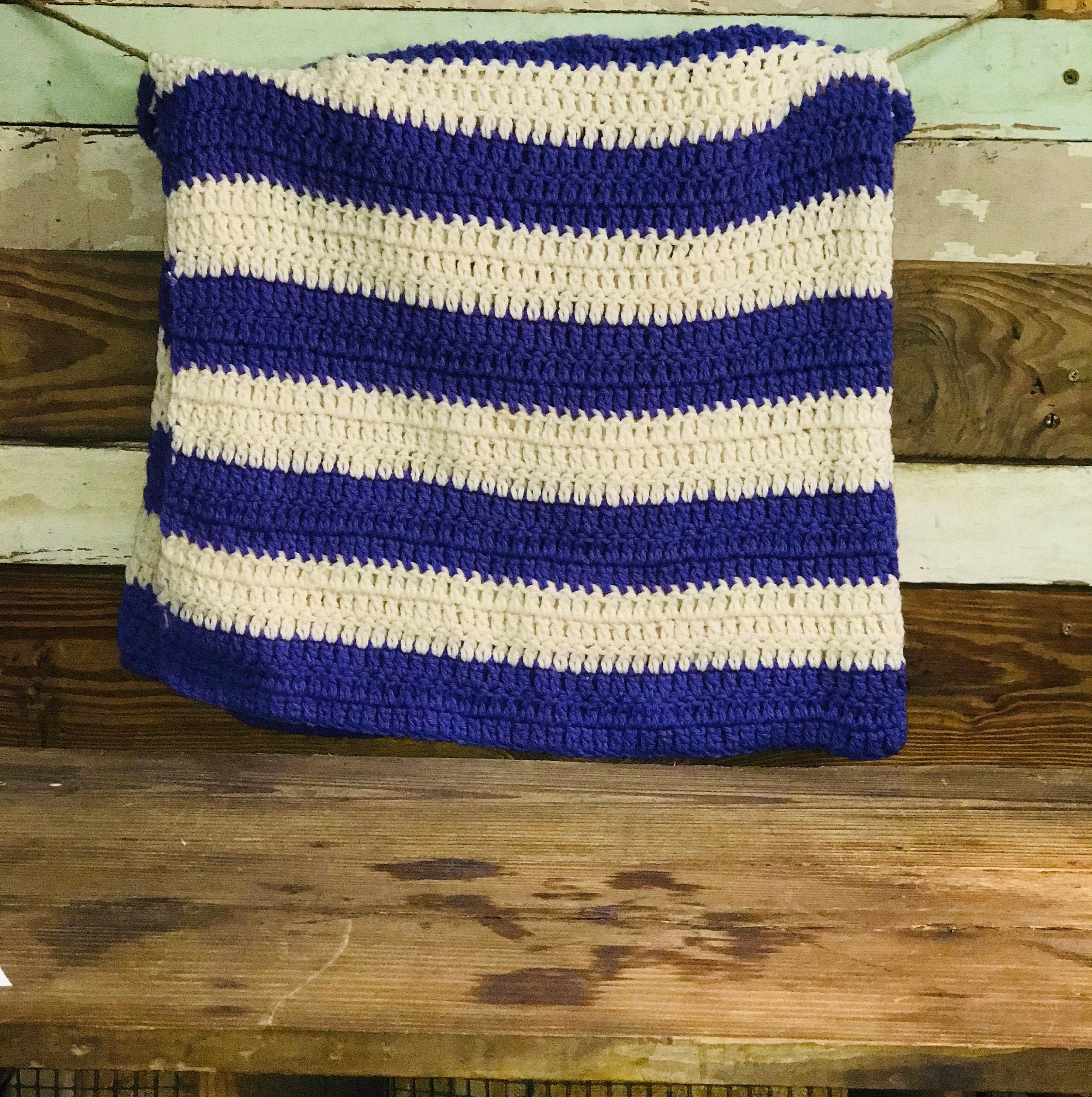 Vintage Handmade Knit Blanket Etsy