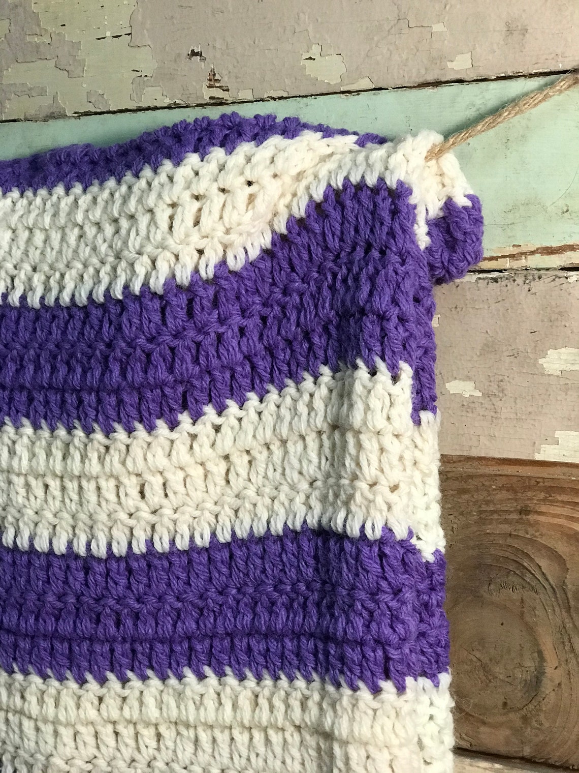 Vintage Handmade Knit Blanket Etsy