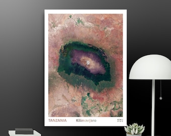 Kilimanjaro | Satellite Poster & Art Print | Mountain Landscape | Mountain Landscape from Space | A2 Wall Art