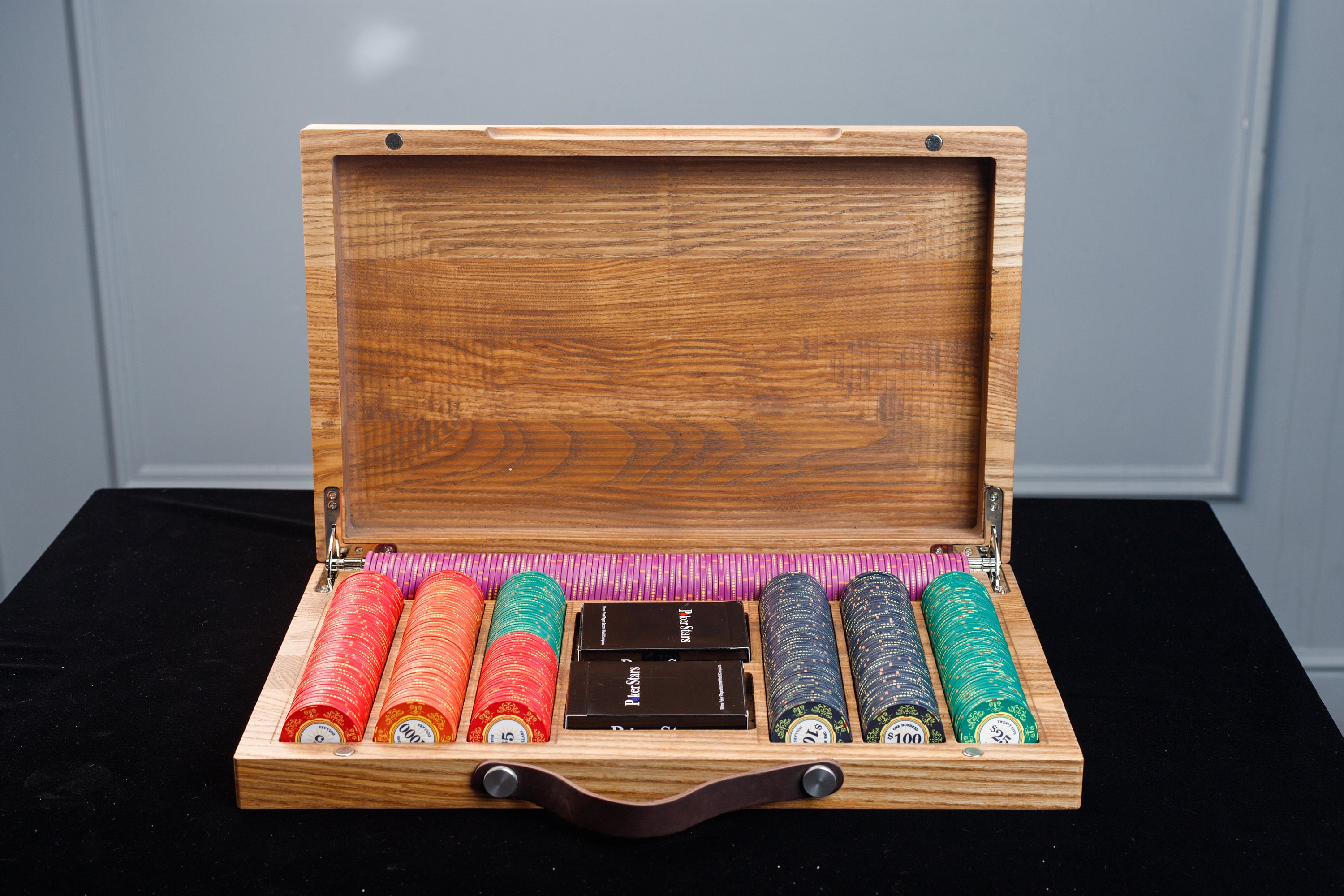 Personalized Wooden Poker Set 400 Chips Included FREE Case Etsy