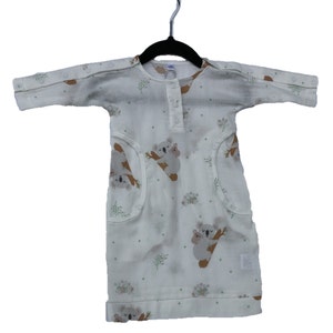 Sleeper Gown – White Multicolor Koala NICU Friendly