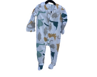 Romper Long Snaps – Multicolor Dinosaur NICU Friendly
