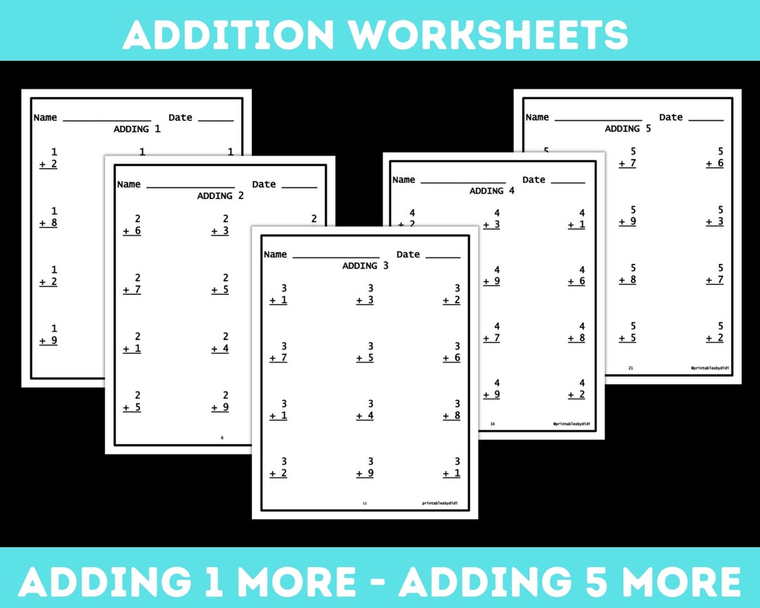 ADDITION Math Facts Printable Worksheets Kindergarten Through 3rd Grade