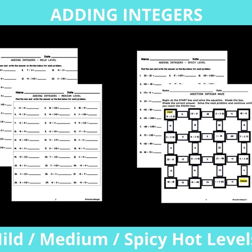 Math Worksheets Etsy